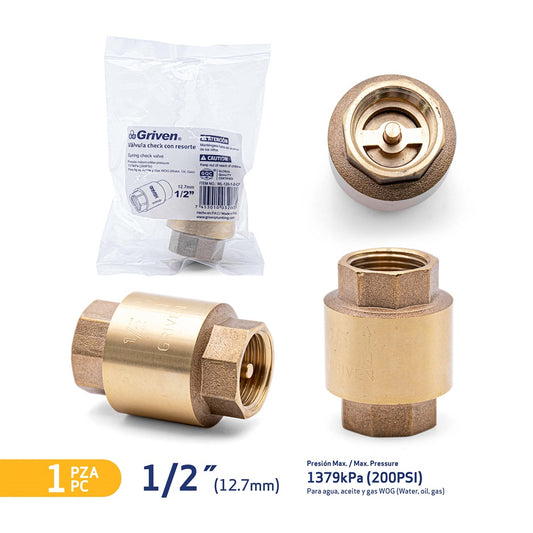Check Valve - 1/2" Brass #WL-120-1-2-BR1 [240]