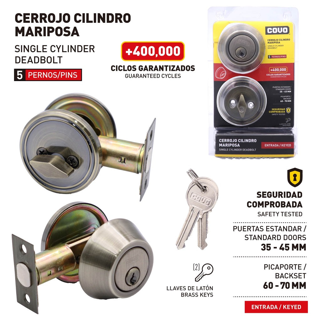 Lock - Deadbolt - SGL #D-101B-AB [24]