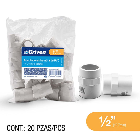 Adapter - Female - 1/2" #GV-PVCFA-1-2 [20/800]