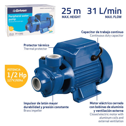 Water Pump - 0.5HP #QB-60-VEN [6]