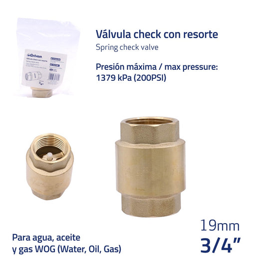 Check Valve - 3/4" Brass #WL-180-3-4-BR1 [144]
